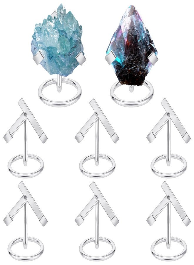 GLASSWINDS 8 Pcs Metal Crystal Display Shelf, Silver Rock Display Stand, Crystal Holder for Mineral Gemstone Agate Fossil Coral or Other Small Collectible, Ideal for Home Shop Museum or Office Use - Image 1
